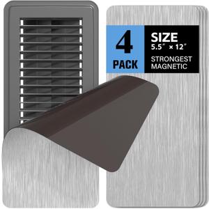 4 Pack Magnetic Vent Covers for Home 5.5" x 12" Magnetic Floor Register Vent Covers Strong Magnetic Air Vent Covers for Floor, Wall, and Ceiling Vents, NOT Suitable for Plastic Vents Grey