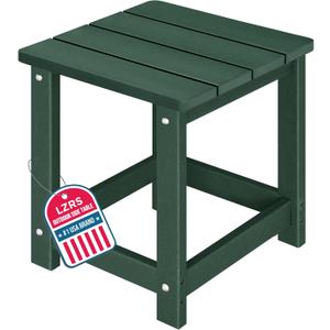 LZRS Square Patio Side Table, Heavy Duty HDPE Outdoor End Table with Wood Texture, Weatherproof Composite Table for Adirondack Chairs, Deck, Pool, Indoor/Outdoor, No Peeling or Cracking(Dark Green)