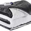 Heated Blanket 72"x84" Full Size, Dual-Sided with Soft Flannel & Sherpa Fabric, Electric Blanket with 9 Heating Levels & 2-10 Hours Auto Off, Machine Washable, Dark Gray