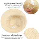 Womens Sun Hat Handmade Crochet Straw Bucket Hat Summer UV Protection Foldable Travel Cap UPF 50+ (Beige)