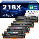 (Smart Chip Recognition) 218X Toner Cartridges 4 Pack Compatible Replacement for HP 218X 218A W2180X W2180A Toner for HP Color Laserjet Pro 3201dw, MFP 3301cdw/3301fdw/3301sdw | High-Yield 3,200 Pages