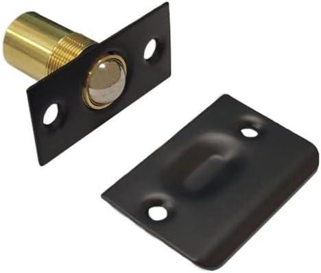 QCAA Solid Brass Adjustable Ball Catch with Strike, 2-1/8" x 1" x 1-5/16" Height, 11/16" Dia., Matte Black, 1 Pack, Made in Taiwan