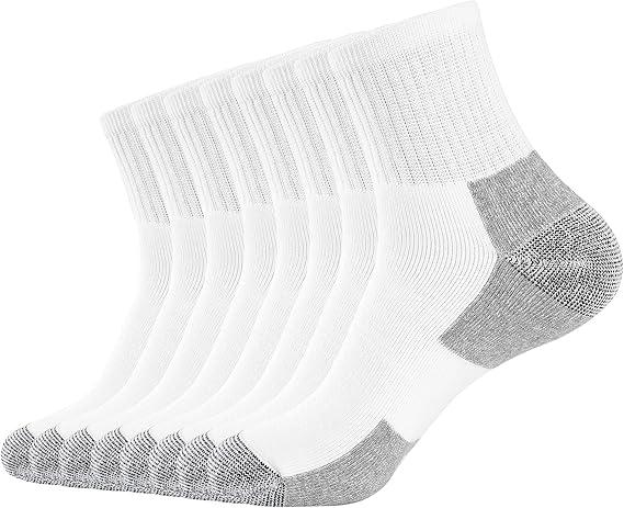 WANDER Men's Athletic Ankle Socks 8 Pairs Thick Cushion Running Socks for Men&Women Cotton Socks, M