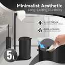 BVL Bathroom Trash Can with Toilet Paper Holder & Toilet Brush, Stainless Steel Matte Black 1.32 Gallon Wastebasket with Lid, Space-Saving Bathroom Accessories