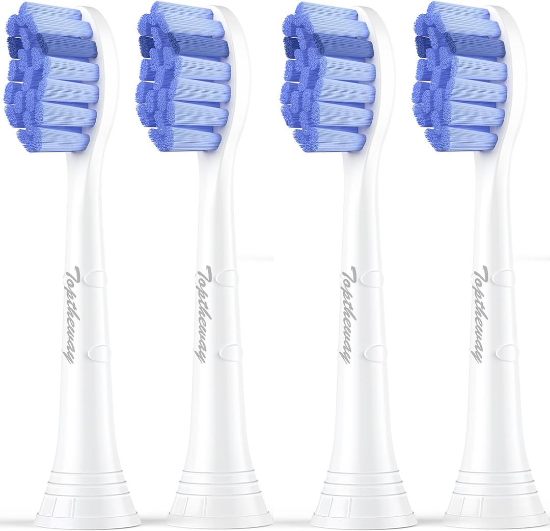 Toptheway Extra Soft Replacement Toothbrush Heads Compatible with Philips Sonicare Optimal Gum Care for Sensitive Teeth G2 C2 C1 4100 Snap-on, 4 Pack (Blue)