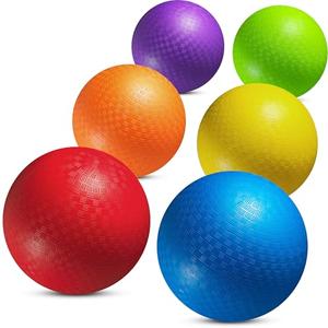 8.5 Inch Playground Balls For Kids & Adults - (pack Of 6) Inflatable Rubber Indoor Outdoor Bouncy Dodgeballs, Kickballs, Four Square Balls And Handballs For School, Gym, Recess And More With Ball Pump