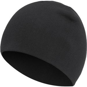 100% Cotton Beanie Hat for Men Women, Cuffless Soft Knit Warm Winter Hats Fisherman Beanies Skull Cap Unisex (Black)
