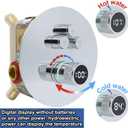 Round Digital Display Shower Valve 3 Way Shower Mixing Valve Concealed Installation Can Use All the Time Polished Chrome