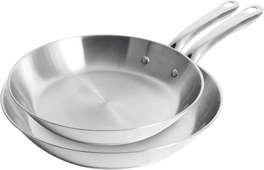 T-Fal Gourmet Stainless Steel Frying Pan Set, 11 and 12.5 in Skillets