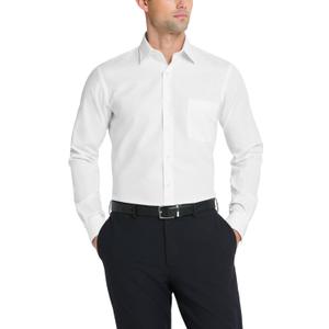 Van Heusen Men's Dress Shirt Fitted Poplin Solid (17.5" Neck 32"-33" Sleeve, White)