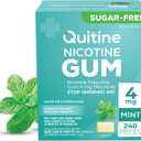 Quitine Nicotine Gum 4mg, Mint Flavor, Stop Smoking Aid  Relieve Nicotine Cravings with Effective, Affordable NRT | Long-Lasting Flavor, 240 Count, Traditional Gum to Support Your Quit Journey (4mg  Smokes more than 20/day)
