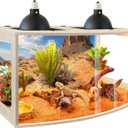 PROLEE Bearded Dragon Tank, Curved Reptile Enclosure with 3-Side Clear Acrylic Panels, Spacious Lizard Tank with Metal Mesh Top and Lockable Door for Reptile Habitat (Black, 48" Length,80 Gallons)