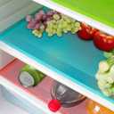 16 Pcs Refrigerator Liners Mats Washable, Refrigerator Mats Liner Waterproof Oilproof, Shinywear Fridge Liners for Shelves, Cover Pads for Freezer Glass Shelf Cupboard Cabinet Drawer,16 Pack,17.7"11.6"(Blue+Green+Red+Clear)