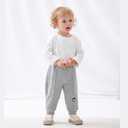 GFQLONG 3 Pack Baby Toddler Boys Cotton Pocket Active Jogger Pants, Casual Solid Elastic Waist Drawstring Sweatpants (6-12 Months, Gray+blue+curry)