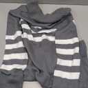 Saodimallsu Womens Striped Sweater Dress V Neck Collared Long Sleeve Slim Fit Ribbed Knit Trendy Mini Dresses (XL, Gray)