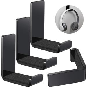 Weewooday 4 Pieces Headphone Hanger Holder Desk Adhesive Headphone Hook Wall Mount Headset Stand Acrylic Holder with Glues for General Purpose Game Earphone(Black)