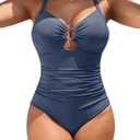 Blooming Jelly Womens One Piece Swimsuit Slimming Tummy Control Bathing Suit Shapewear Full Coverage Swim Suits (X-Large, Blue)
