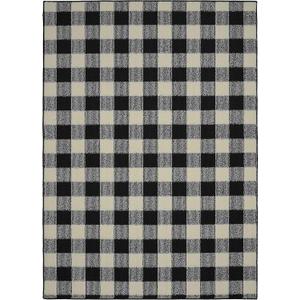 Garland Rug Country Living – Checkered Buffalo Plaid Design, Non-Slip Rubberback, Traditional 5x7 Area Rug for Living Room, Bedroom, Kitchen, Dining Room, Nursery,Black/Ivory