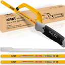 KATA Hacksaw, Compact Hand Operating Hack Saw with 10 Inch Aluminum Frame, 2 Piece Extra Flexible Bi-Metal HSS Blades and 1 Piece Woodworking Saw Blade, Suitable for Wood and Metal (Mini Hacksaw)
