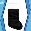 Iconikal 4-Pack Black 18-Inch Plush Fabric Christmas Stocking, Soft White Cuff, Holiday Decor