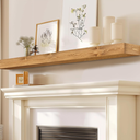 Fireplace Mantel Handmade, 3'' Thick Wall Decor Long Floating Shelf, 72inch Rustic Wood Shelf with Invisible Brackets, Wood Color