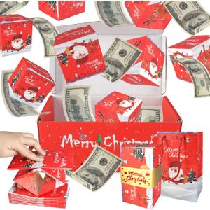 12pcs Surprise Gift Box Explosion, Merry Christmas Folding Bouncing Envelope (Red)
