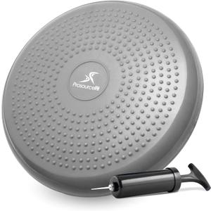 ProsourceFit Core Balance Disc Trainer, 14 Diameter with Pump for Improving Posture, Fitness, Stability (Grey)