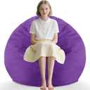 2FT Bean Bag Chair, Comfy Bean Bag Chairs with Memory Foam Filled, Fluffy Beanbag Sofa with Dutch Velvet Cover, Teardrop BeanBag Chairs for Living Room, Playroom - Purple (2FT-28"x28"x22")
