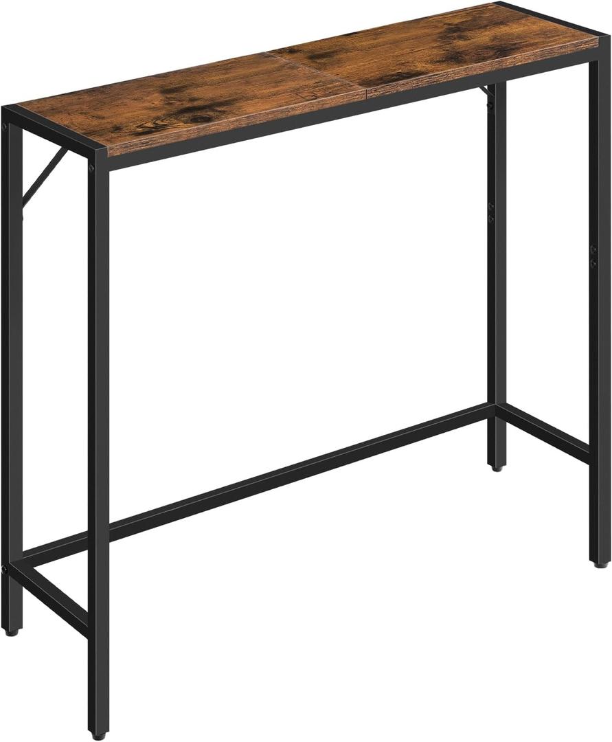 Console Table, Narrow Sofa Table, 30.1" Small Couch Table, Thin Sofa Table, Side Table for Hallway, Living Room, Foyer, Corridor, Rustic Brown and Black CTHR7601