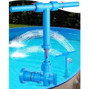 Pool Fountain, 2-in-1 Water Fountains with 360 Adjustable Dual Spray Retractable Height High-Pressure Waterfall Sprinkler for Above Ground/Inground Pool Accessories, Swimming Pool Spa Cooling, Blue