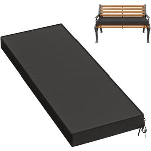 Premium Outdoor Bench Cushions for Patio Furniture 3.5inches Memory Foam Bench Cushion Waterproof Fade Resistant Porch Swing Cushions with Straps 4818 Inch Black