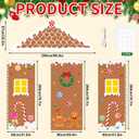 4 Pcs Christmas Gingerbread House Decorations Xmas Gingerbread Door Covers Hanging Banner Porch Sign for Christmas Party Backdrop Wall Decor (Cute)