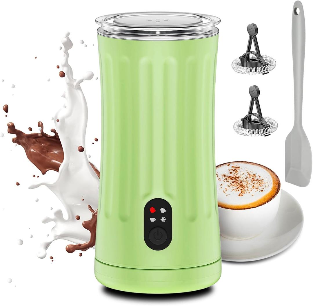 Milk Frother, Upgraded 4-in-1 Milk Frother and Steamer, Hot and Cold Foam Maker and Milk Warmer with Temperature Control & Auto Shut-Off, Frother for Coffee, Latte, Cappuccino, Matcha(Aqua)