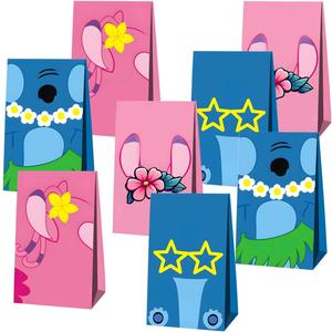 2 x OUSHISS 12Pcs Birthday Favors Paper Bags, Hawaiian Party Decoration, Cartoon Animation Theme Party Decoration Supplies