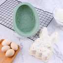 VOSAREA Egg Cake Pans: Silicone Easter Egg Mold Jumbo Easter Mould Cake Chocolate Mold Silicone Candy Biscuit Tray for Baking Supplies Party Decorations