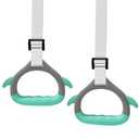 kechery Gymnastics Rings for Kid's Home Exercise, Pull up Rings with Adjustable Straps Load Bearing 800lb, Indoor Gym Anti -Slip Surface Design Rings(Green)