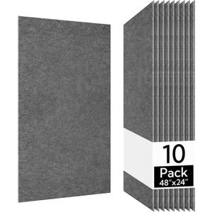 Olanglab Acoustic Wall Panels 10 Pack, 48 x 24 per Acoustic Panels Sound Absorbing, Decorative Sound Panels for Home Studio and Office, Plain Dark Gray