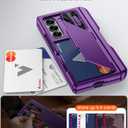 Vizvera for Samsung Galaxy Z Fold 6 Case RFID Wallet with Cards Holder [S Pen Holder] [Camera Cover] Shockproof Silicone Protective Phone Case for Z Fold 6 2024-Purple