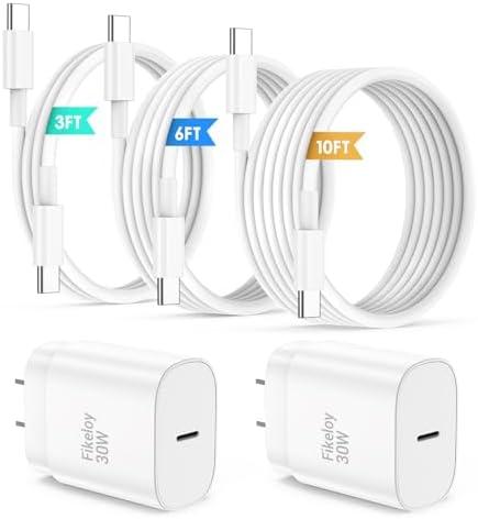 iPhone 16 15 Pro Max Charger Fast Charging USB C Charger Block, 30W USB-C Chargers with 3/6/10FT Type C Fast Charging Long Cable Cord for iPhone 16/16 Pro Max/iPhone15 Series/iPad GalaxyS24