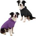 Kickred 2 Pieces Basic Cotton Dog Hoodie Sweater, Soft Pet Clothes Dog Sweatshirts, Dog Outfit Coat Pullover with Pocket and Leash Hole for Small Medium Large Dogs, Dark Grey & Purple/Sleeved(X-Large)