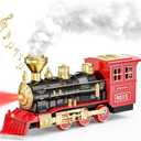 Hot Bee Train Toys Train Steam Locomotive Engine Toy, Smoke, Lights & Sounds, for 3 4 5 6 7+ Year Old Kids, Classic 