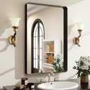 30"x22" Black Bathroom Mirror - Modern Mirror for Wall with Rounded CornersBathroom Mirrors for Vanity, Aluminum Alloy Framed Mirror Portrait or Landscape Hang, Rectangle Mirrors for Bedroom