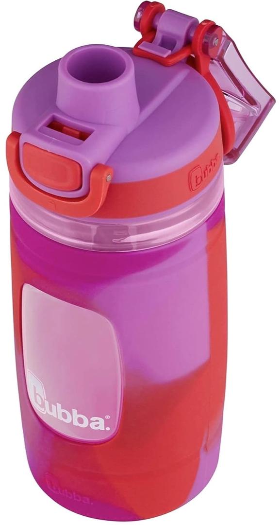 Bubba Flo Kids Water Bottle with Silicone Sleeve, 16oz., Watermelon and Wild Berry (Mixed Berry Color Wash)