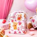 MAYPLUSS Valentines Day Wrapping Paper, Pink Heart Wrap Paper Cute Bear Gift Wrapping Roll for Girl Anniversaries Romantic Celebration, 17 in x 33ft