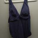 B2prity Women's One Piece Swimsuits Tummy Control Front Cross Bathing Suits Tie Back Slimming V Neck Swimwear (Large, Blue)