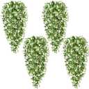 Waipfaru 4pcs Fake Hanging Plants, Artificial Hanging Flowers Faux Ivy Pothos Vines Greenery for Wall Home Bedroom Living Room Aesthetic Kitchen Office Aesthetic Kitchen Indoor Outdoor Decor