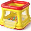 QPAU 3-in-1 Inflatable Bounce House for Toddlers 1-3, Ball Pit & Trampoline, Inflatable Bouncy House with Pump, Safety Net, Indoor & Outdoor Bubble Bouncer Baby Play Yard