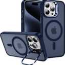 Hitaoyou for iPhone 15 Pro Max Case - Compatible with MagSafe, Clear Transparent Camera Kickstand Shockproof Heavy Duty Protective Cover