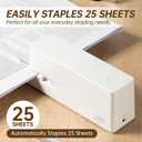 Deli Electric Stapler, Automatic Staplers for Desk with 2000 Staples & Staple Remover, 25-Sheet Capacity, No-Jam, AC or Battery Powered Staplers for Office Home School, White