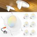 Amico 6 Pack 6 Inch Eyeball Gimbal Retrofit Can Lights, 90 Adjustable Directional 5CCT LED Recessed Lights, Dimmable, 2700K/3000K/4000K/5000K/6000K Selectable, 12W 1200LM, ETL&FCC